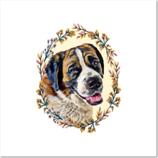 Saint Bernard - Floral Posters and Art